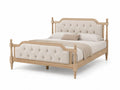 Cama de madera y tapizado de poliéster Beige 200x150x110 cm