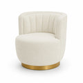Silla giratoria de poliéster crema con base de metal