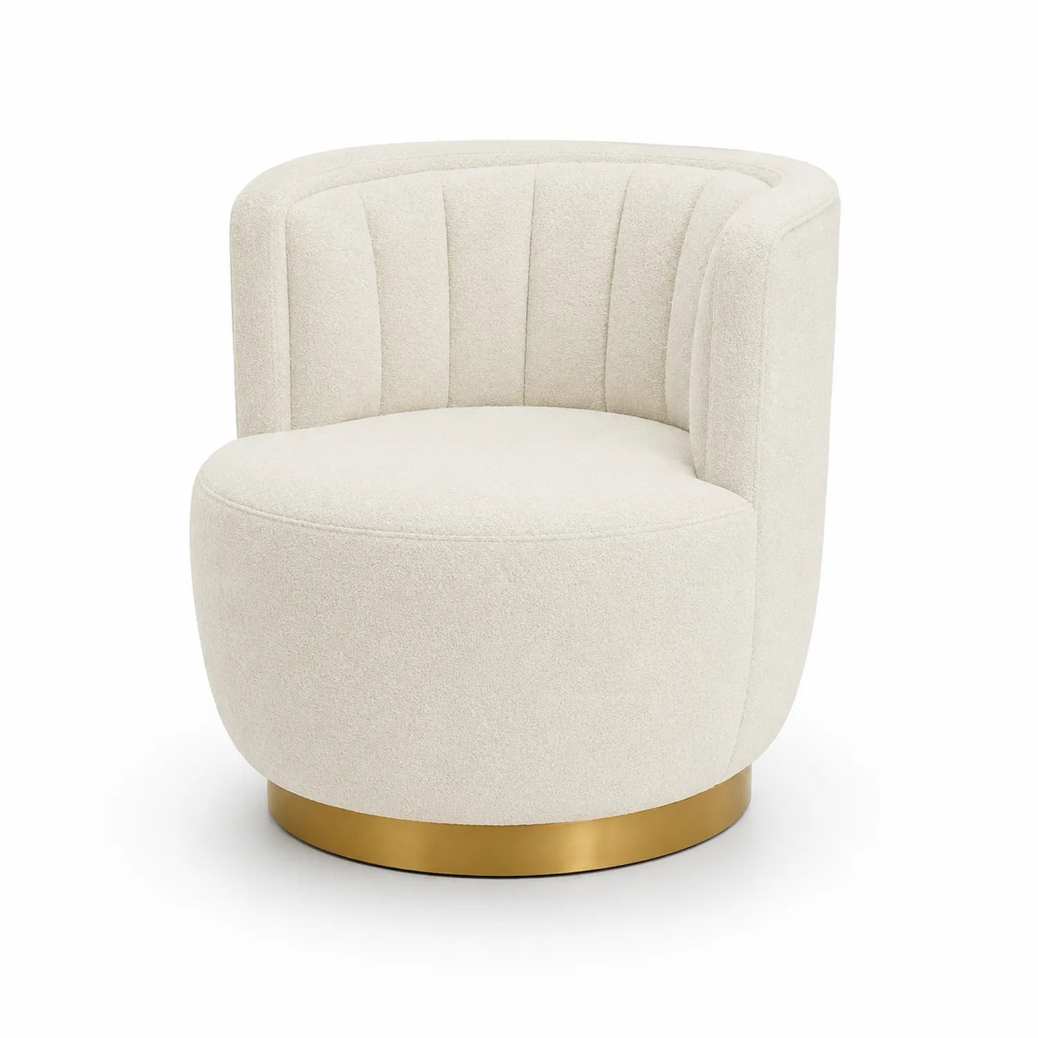 Silla giratoria de poliéster crema con base de metal