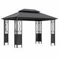 Pérgola de Acero con Techo Doble Gris 300x400x270 cm