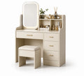 Tocador de MDF con Espejo LED y Taburete Beige