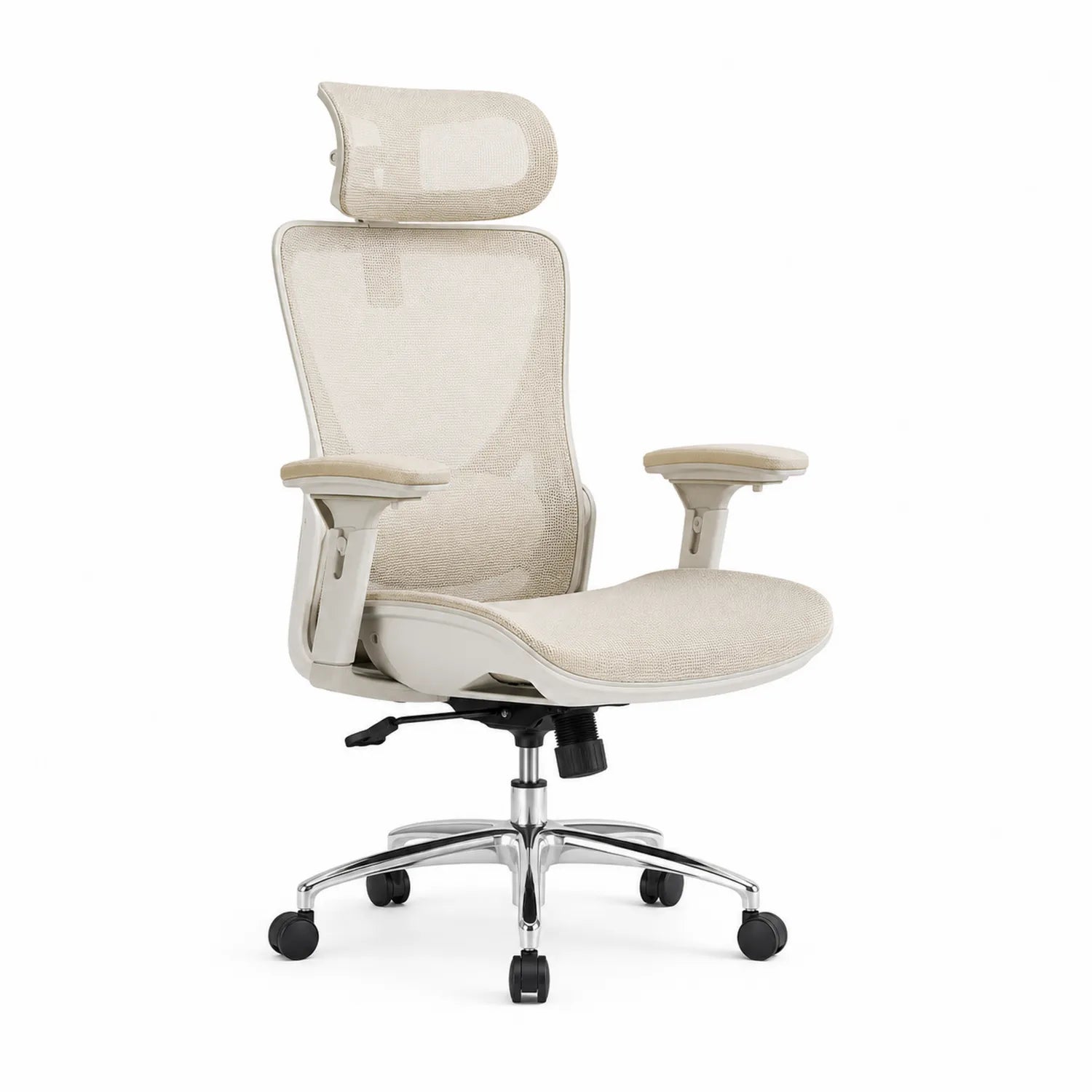 Silla de oficina ergonómica de malla sintética beige