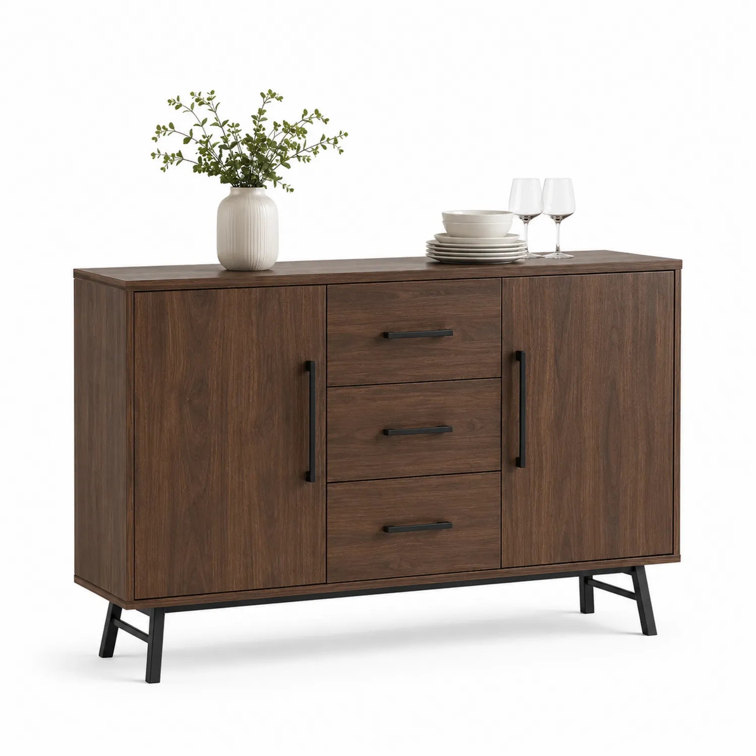 Aparador de Madera MDF con Puertas y Cajones 120x40x80cm