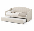 Cama nido beige con colchón auxiliar y respaldo alto