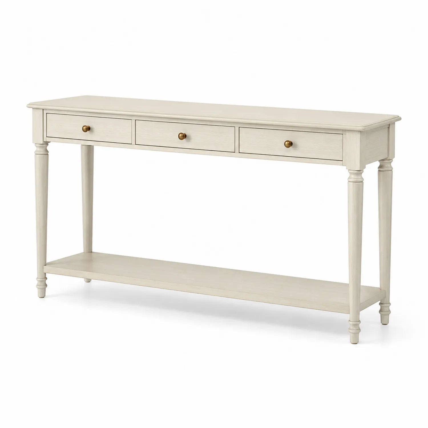 Mesa consola de madera con cajones y estante inferior