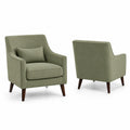 Sillón individual de tela de poliéster verde con patas de madera