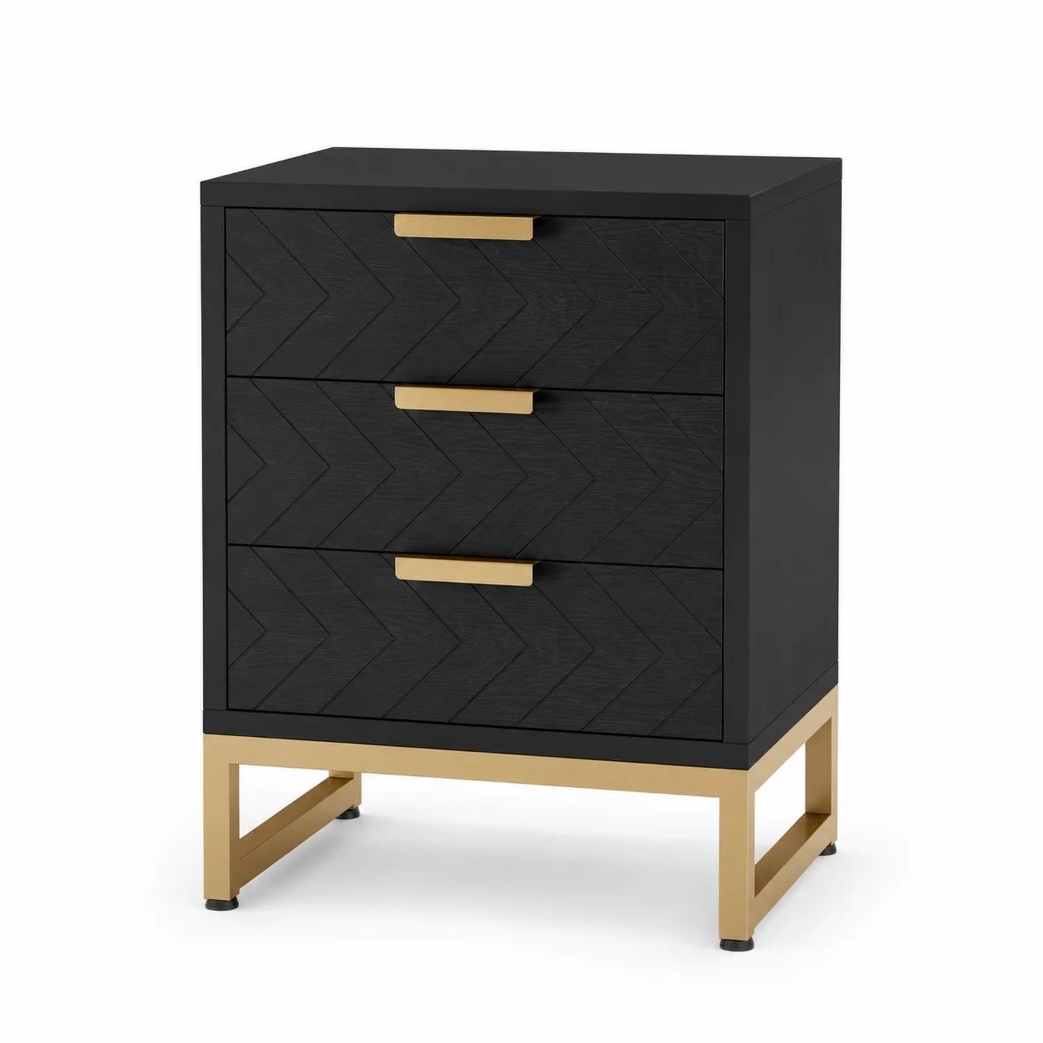 Cajonera de Madera con Detalles en Latón, 3 Cajones, 45x35x60 cm