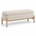 Banco de almacenamiento de tela poliéster beige con estructura de roble 120cm