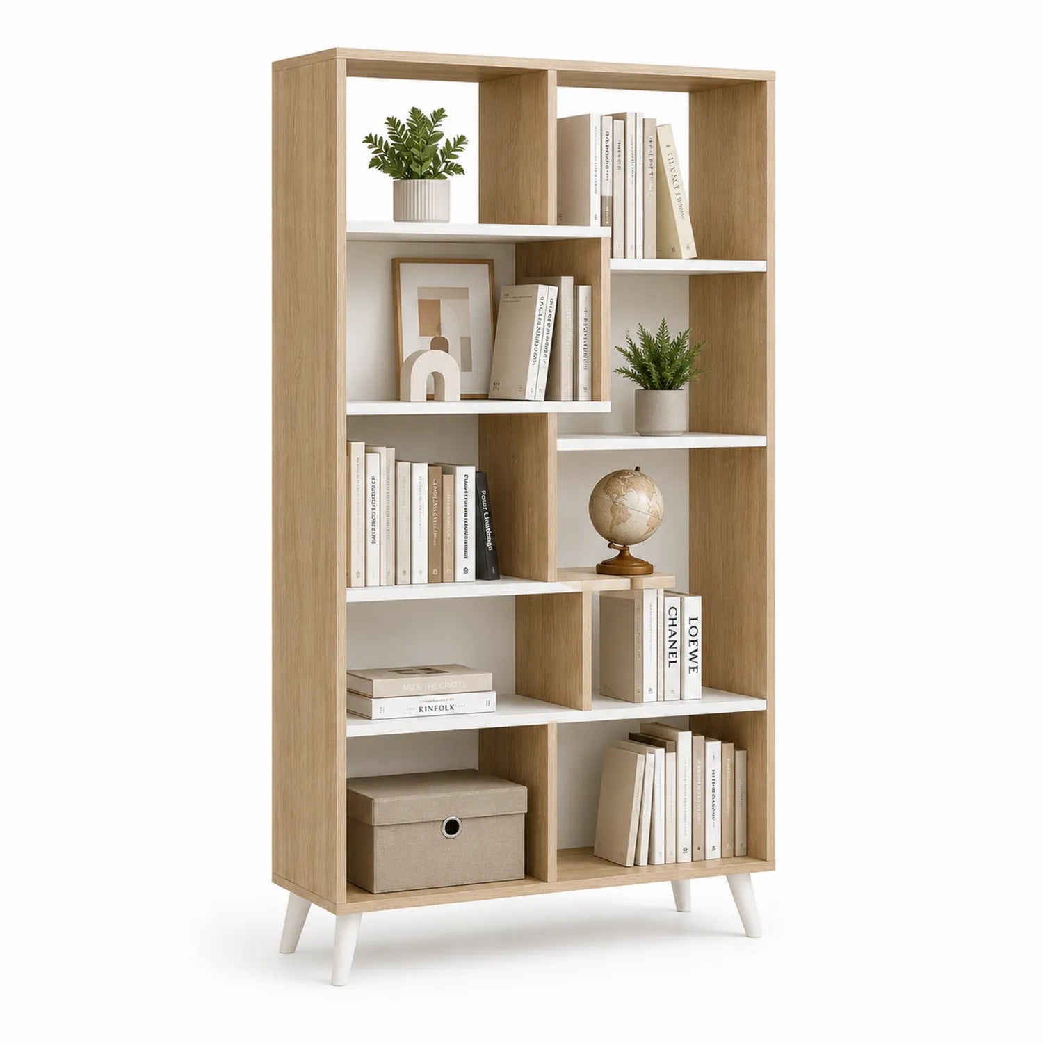 Estantería de madera y MDF blanco 180x90x30cm