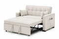 Sofá Cama Convertible de Poliéster Beige con Bolsillo Lateral y Almohadas