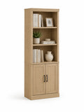 Estantería de Madera de Tres Niveles con Puertas de Roble Claro 180cm