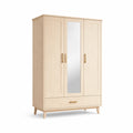 Armario de 3 puertas con espejo de madera de roble 120x50x200 cm