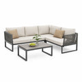 Conjunto de Sofás de Patio en Aluminio y Tejido Sintético Beige