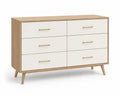 Cómoda de Madera y MDF con 6 Cajones Blanco y Roble