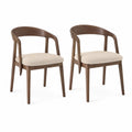 Juego de 2 sillas de madera con asiento de tela beige