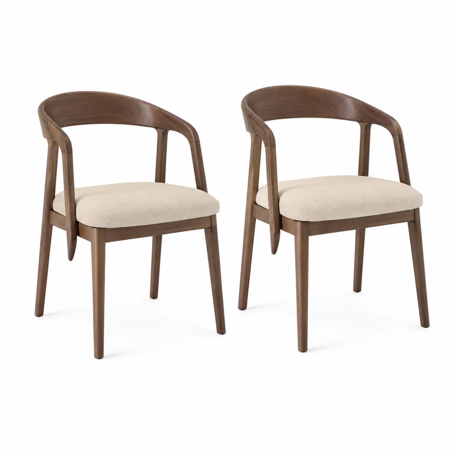 Juego de 2 sillas de madera con asiento de tela beige