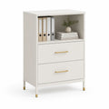 Archivador de MDF Blanco con 2 Cajones y Estante