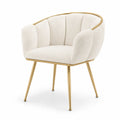 Silla de poliéster con patas metálicas doradas color Beige 60x58x77 cm