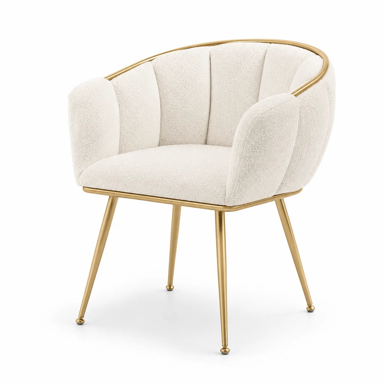 Silla de poliéster con patas metálicas doradas color Beige 60x58x77 cm