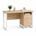 Escritorio de MDF y metal con cajones 120x60x75 cm Roble y Blanco