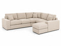 Sofá Seccional de Tela de Corduroy Beige en Forma de L